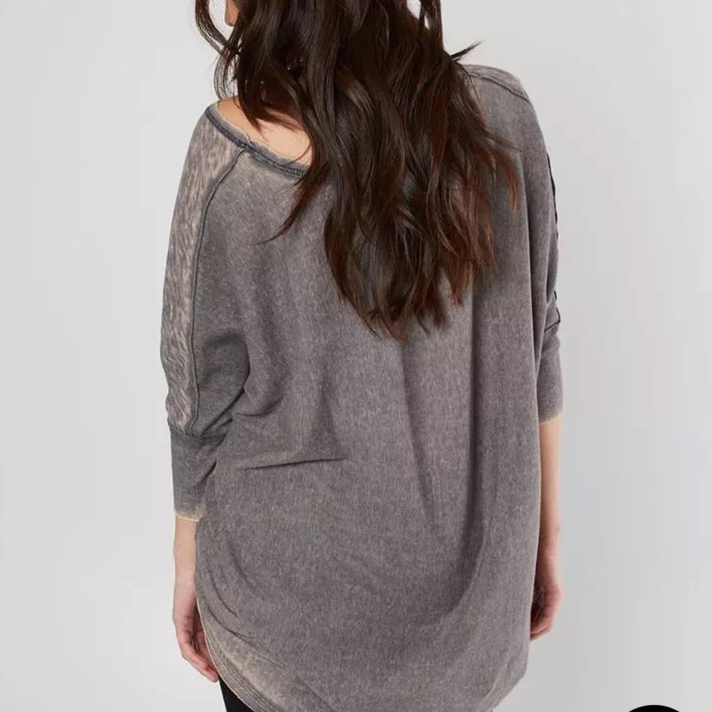 We The Free Free People Catch Waves Burnout Tee Women's Green V-Neck Top Size XS - Picture 11 of 13